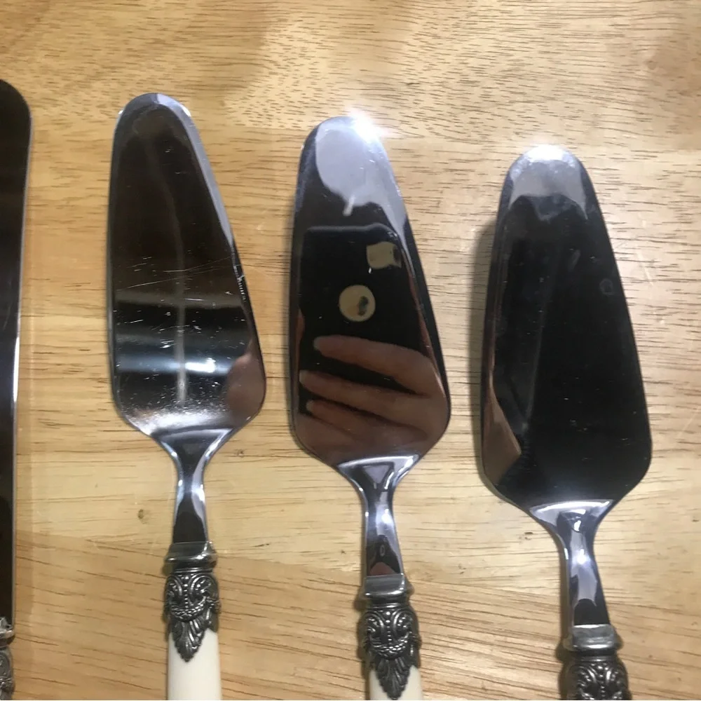 Vintage Inox 18/10 Italy Napoleon Ivory Large Serving Knife & Server Set Of 3